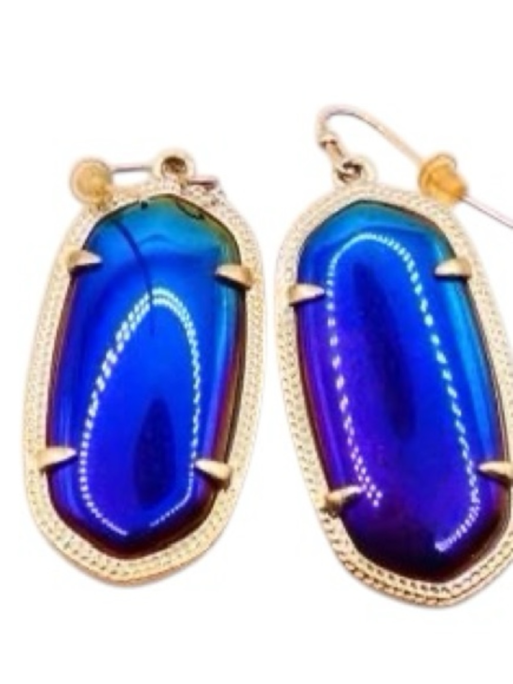 Kendra Scott Gold Tone Elle Chromatic/Black Glass Reversible Hook Earrings
